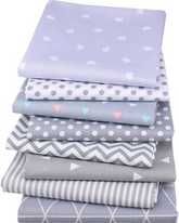 CraftsFabrics Lot de 8 paquets de gros quarts de tissu géométriques gris 100 % coton Idéal pour le quilting, la couture, les loisirs créatifs et les projets de bricolage